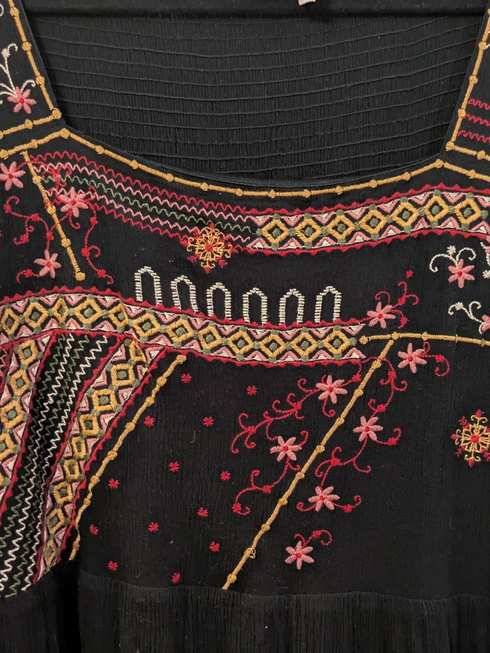 Savanna Jane Black Long Sleeve Embroidered Dress with Multicolor Accents - Picture 2 of 12